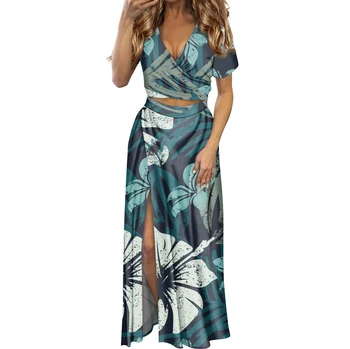 1 PAK Kohandatud Naiste kleit prindi Polüneesia Hawaii Stiil Tüdruk Seksikas Retro Fashion Plus Size V-kaeluse jaoks Sobiks Kleit Beach Seelik