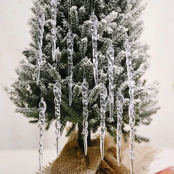 12 tk/set Läbipaistev Simulatsiooni Jää Xmas Christmas Tree Teenetemärgi Rippuvad Ornament Võltsitud Icicle Rekvisiidid Xmas Tree Kaunistused