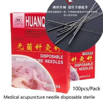1pack 100 Huanqiu nõelravi nõela ühekordseid steriilseid korter käepide ilu filiform nõela traditsiooniline Hiina meditsiin sihvakas