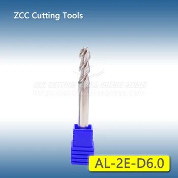 1tk AL-2E-D6.0 ZCC 6mm Tahke Ränikarbiidi End Mill 2 Futes Milling Cutter mõeldud Alumiinium