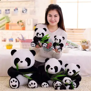 20cm Armas Elavat Naljakas Panda Bambuse Lehed Pehmed Multikas Loomade Palus Mänguasjad Panda Täidisega Ripats Nukk Lapsed Tüdrukud Kingitused