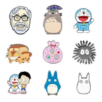 21 Mudelid Cartoon Doraemo Miyazaki Hayao Totoro Emailiga Prossid Sõrmed Naised Mehed Krae Revääri pin-Sõle Kingitused