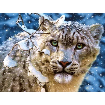5D DIY Diamond Maali Snow Leopard Rhinestone Pilt Täielik Teemant Tikandid Mosaiik Kingitus ristpistes Kodu Kaunistamiseks Komplekt