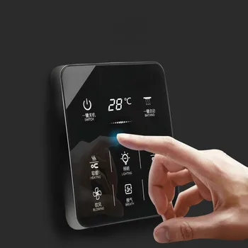 6 In 1 inglise menüü Multifunktsionaalne Smart Touch Yuba Lüliti, Pistikupesa 6 Gang Vannituba Universaalne Veekindel Smart Touch Ekraani 86*86mm