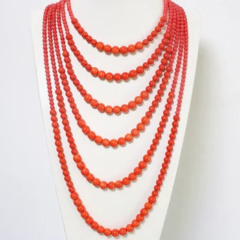 6 rida oranž kunstlik coral ring helmed neckalce naiste mood elegantne pulm ehteid 20.5-36inch B1910
