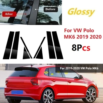8Pcs Poleeritud Samba Postitusi Sobib Volkswagen VW Polo MK6 2019 2020 Auto Tarvikud Akna Liistude Kate BC Veerus Kleebis