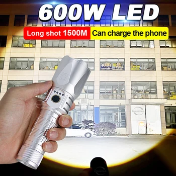 90000LM 600W Võimas LED Taskulamp Laadida USB Flash Valgus 18650 LED Taskulamp Zoom Taktikaline Laterna Pikk Shot 1500M Tõrvik