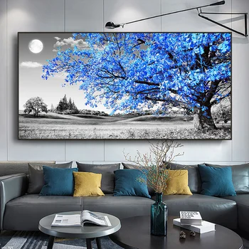 Abstract Blue Tree Maastik Lõuend Plakatid, Pildid Värvimiseks Lihtsa Maastiku Seina Murals Kunsti Pildid Kaasaegse Elu Tuba Decor