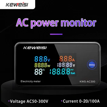 AC 50-300V Voltmeeter Ammeter KWS Power Energy Meter LED Digital AC Wattmeter Elektri Arvesti Reset Funktsiooni 0-100A