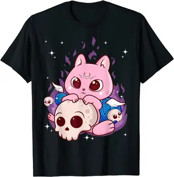 Armas Anime Kawaii Kass Esteetiline Kawaii Pastell Goth Riided T-Särk Halloween Kolju Graafiline T-Särgid Meestele, Naistele Camisetas