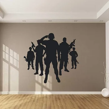 armee seina decal sõdur seina kleebis võitleja seina poiste tuba sõjalise seina art design plakat