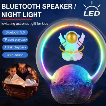 Astronaut Levitating Muusika Öö Valgust Rgb Juhtmevaba Bluetooth Kõlar Uudsus Laetav Led Float Tabel Lamp Kodu Kaunistamiseks