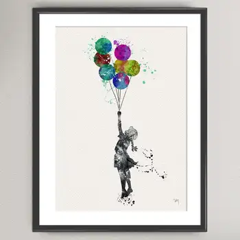 Banksy Õhupalli Tüdruk Lõuend Plakatid ja Pildid Wall Street Art Akvarell Maal Home Decor Pilte elutuba Teenetemärgi