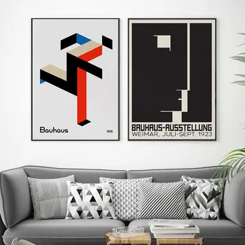 Bauhaus Plakat Värvikas Geomeetriline Kunst Prindi Sajandi Keskel Abstraktne Lõuend Maali Kaasaegne Seina Pilt Elutuba Home Decor