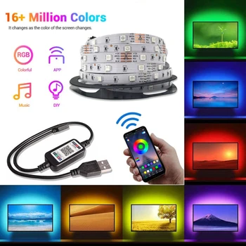 CoRui Bluetooth-USB LED Valgus 5050 SMD DC 5V USB-RGB Tuled Paindlik LED Lamp Lint Lint RGB-TV Töölaua Kaunistus