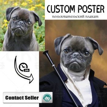 Custom Portree-Plakat Pet Isikupärastatud Kohandatud Lõuendile Maali Vintage Prindi Pildid Seina Art Home Decor Pet/human/midagi