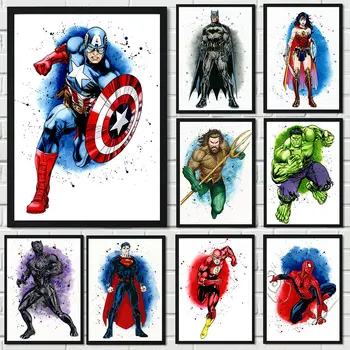 Disney Imestad, Akvarell Superkangelane Avengers Plakat ja Pildid Seina Art Lõuend Maali Pilt Magamistuba Home Decor