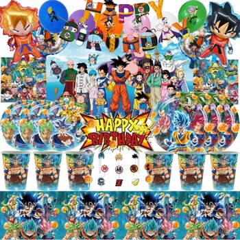 Dragon Ball Teema Kids Sünnipäeva Teenetemärkide Ühekordsed Nõud Set Õhupallid Tausta Baby Shower Anime Pool Tarvikud