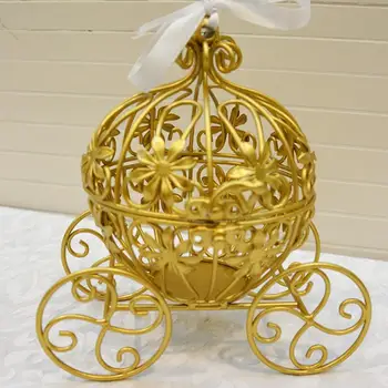 Estilo europeu arte de ferro ouro abóbora carro casamento festa cinderela adereços decoração e casa decoração