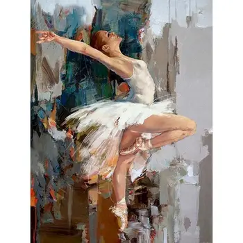 GATYZTORY 60 x 75cm Diy Raami Ballett Värvimine Poolt Numbrid Lõuend Joonis õlivärv Numbrid Handpainted Diy Kingitus Kodus Seina Decor