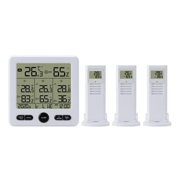 Ilmajaamast Indoor/Outdoor Juhtmevaba Digitaalne Termomeeter Hygrometer LED LCD Ekraan Temperatuuri Alarm Koos 3 Remote Andurid