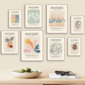 Klassikaline Matisse Abstraktne Tüdruk Nägu Coral Seina Art Lõuend Maali Nordic Plakatid Ja Pildid Seina Pildid Elutuba Decor