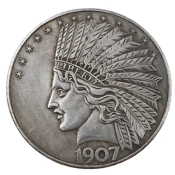Kopeeri Mündi Maya Mehhiko Käsitöö 1907 India Hõbe Dollar Hõbe Ring Mälestusmünte