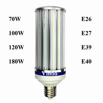 Lampada E27 E40 70 VATTI 100W 120W 180W LED Pirn E26 E39 Street Light valgustus AC85-265V Alumiinium Mais Lamp Ladu Tähelepanu keskpunktis 2tk
