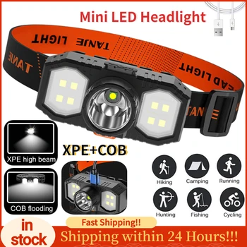 LED-Vilkur XPE COB Mini Valgustus Väljas Pikk Shot Pea külge kinnitatav Taskulamp, Lambi USB Laetav, Veekindel Öö Kalapüügi Esilatern