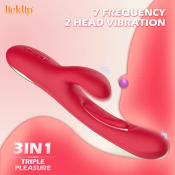LICKLIP 3 IN 1 G-Spot Vibraator Kliitori Stimulatsiooni Dildo Võimsa Sõrme Libistada Massager Masturbatsioon Seksi Mänguasjade Jaoks Womans