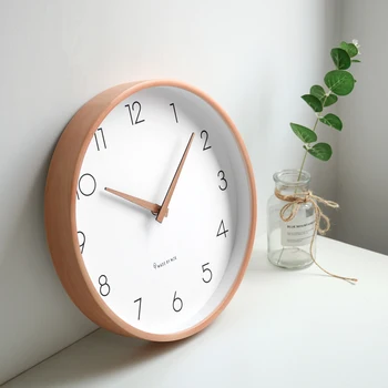 Lihtne ja kaasaegne täispuidust seina kella elutuba loov isiksus, mood kella koju Põhjamaade kell magamistuba mikrofon