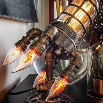 Loominguline Raketi Valgus, LED Night Light Steampunk Raketi Käivitada Leek Lamp Retro Metallist Töölaud Decor Kodus Laua Kaunistused Kingitus