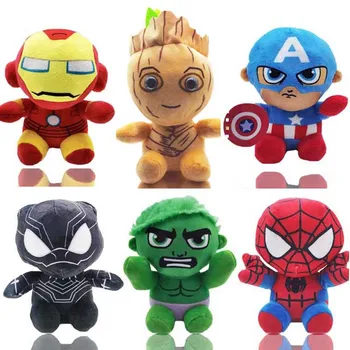 Marvel Avengers Iron Man Hulk Kapten Ameerika Spiderman Black Panther Groot -, Plüüš-Mänguasi, Pehme Täidisega Mänguasjad 20cm