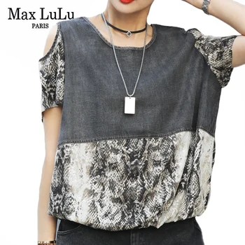 Max LuLu 2021 Suvel Uus Stiil Streetwear Naiste Leopardi Segast Tshirts Daamid O-Kaeluse Vintage Tees Naine Punk Liiga Tops