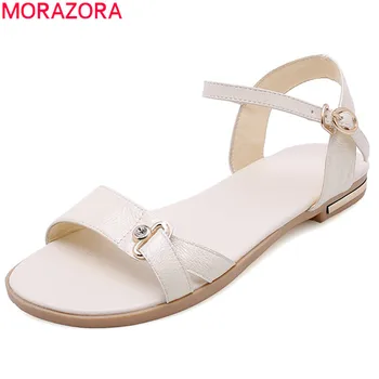 MORAZORA hot müük 2021 uued kingad naine sandaalid on naturaalsest nahast kingad lukk lihtne suve kingad mood korter rannas naiste kingad