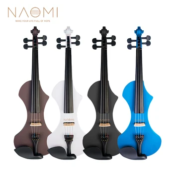 NAOMI 4/4 Full Size Elektriline Viiul/Viiul Set Slim Talje Kuju W/ Brazilwood Vibu+Audio Kaabel+Sild+Viiul Puhul Algaja