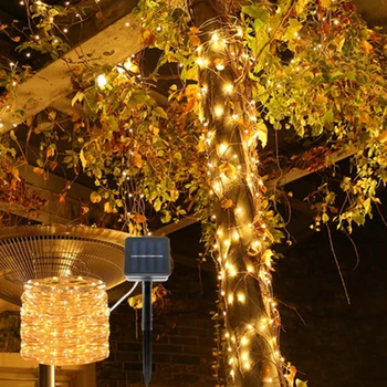 Päikese string valgus 8 funktsiooni, 12 meetri 100LED / 5M 50 LED veekindel väljas vanik Jõulud aia kaunistamiseks