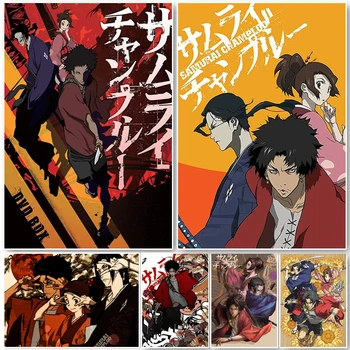 Samurai Champloo Jaapani Seiklus, Action Anime Multikas Lõuendile Maali Poster Toas Elavad Seina Art Kodu Kaunistamiseks Pildid
