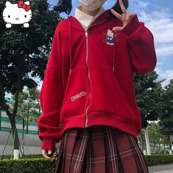 Sanrio Hello Kitty Mantel Sügis Jaapani Kolledži Stiilis Y2K Cartoon Kapuutsiga Särgid Armas Tüdruk Magus Kvaliteetsed Riided Naistele