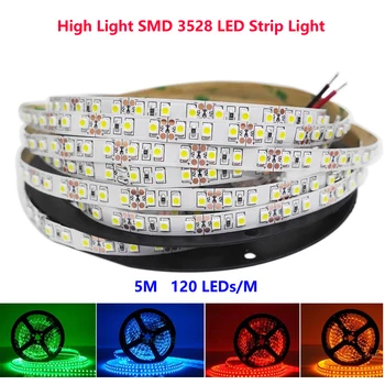SM 12 24V Kõrge Valgus 5m 3528 SMD LED Riba 120 Led/M Valge/Soe Valge/Naturaalne Valge/Punane/Roheline/Sinine/Kollane Paindlik Lamp Lint