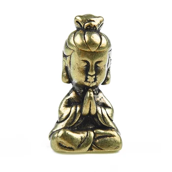Tahke Messingist Guanyin Buddha Figuriin 37x21x17mm Home Office Desk Kaunistused, Dekoratsioon Mini Kuju Kaunistused Kodumasinate Teenetemärgi