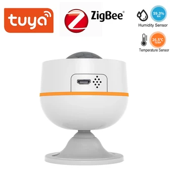 Tuya ZigBee 3.0 PIR Liikumisandur Detektor Aku Sisseehitatud 5V 1A USB Power Temperatuur Niiskus Traadita Smart Elu App