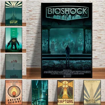 Vintage Kunsti Bioshock Video Mängu Lõuend Seina Maali Kunst Pildid, Plakatid ja Pildid Elav Poiss Mängu Magamistoaga Kodu Kaunistamiseks