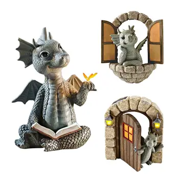 Väike Dinosaurus Meditatsiooni Kaunistused Dragon Liblikas Vaik Decor Lugemise Raamat Väike Draakon Kääbus Desktop Aed Statue