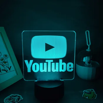 YouTube ' i LOGO Kaubamärgi Lava Lambid 3D LED RGB Neoon Öösel Tuled Lahe Värviline Kingitus Sõpradele Magamistuba Öö diivanilaud Teenetemärgi