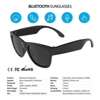 Luu juhtivus päikeseprillid telefonikõnede Bluetooth muusika smart prillid on võimalik sobitada värvi muuta retsepti läätsed